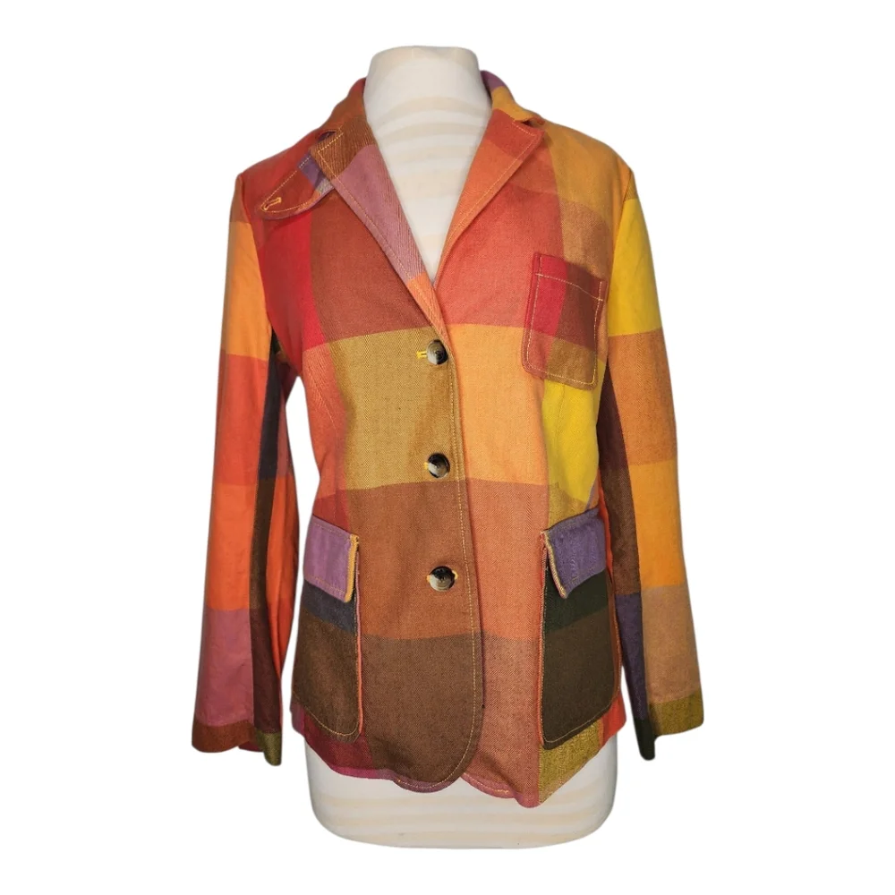 Liz Claiborne Vintage Kaliedoplaid Multicolor Single Breasted Blazer Sz14 - Picture 13 of 13